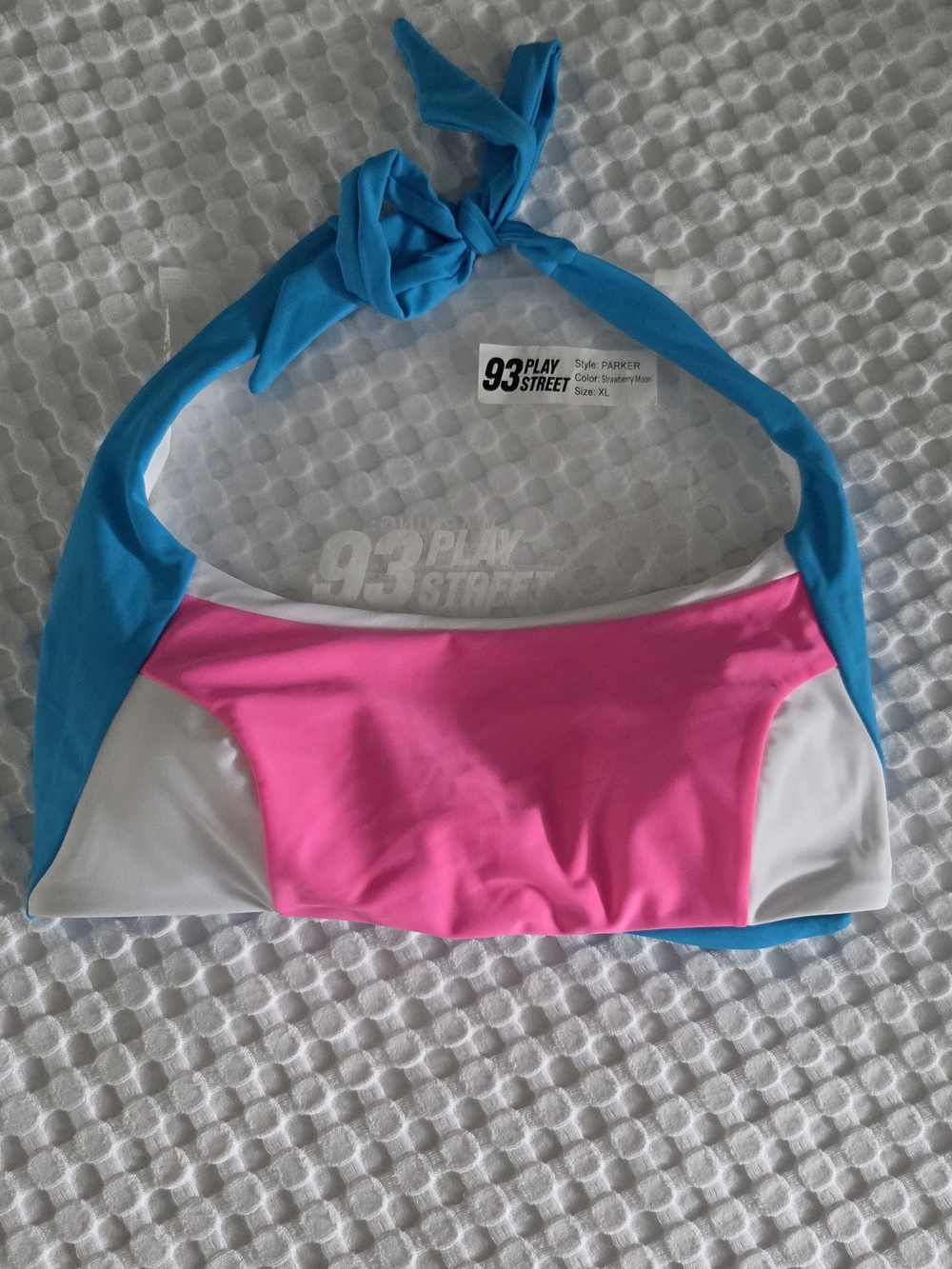 93 Play Street Colorblock Bikini Top - Pink, Blue, White